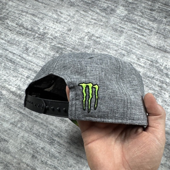 New Era 9FIFTY Monster Energy Hat Men's Adjustable Grey Black Neon Green Cap - Picture 4 of 9